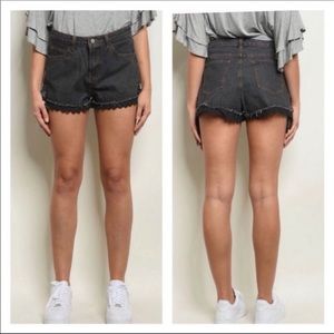 Hayden mom and me black denim shorts with lace trim hem sz L (8-10)